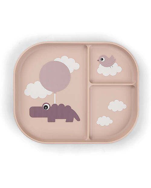 Piatto con scomparti antiscivolo - Rosa