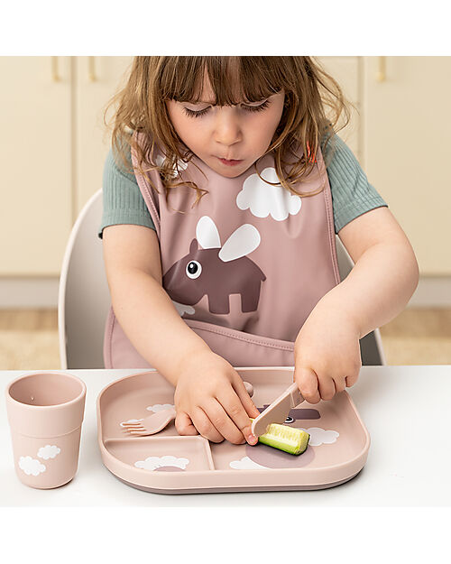 Piatto con scomparti antiscivolo - Rosa