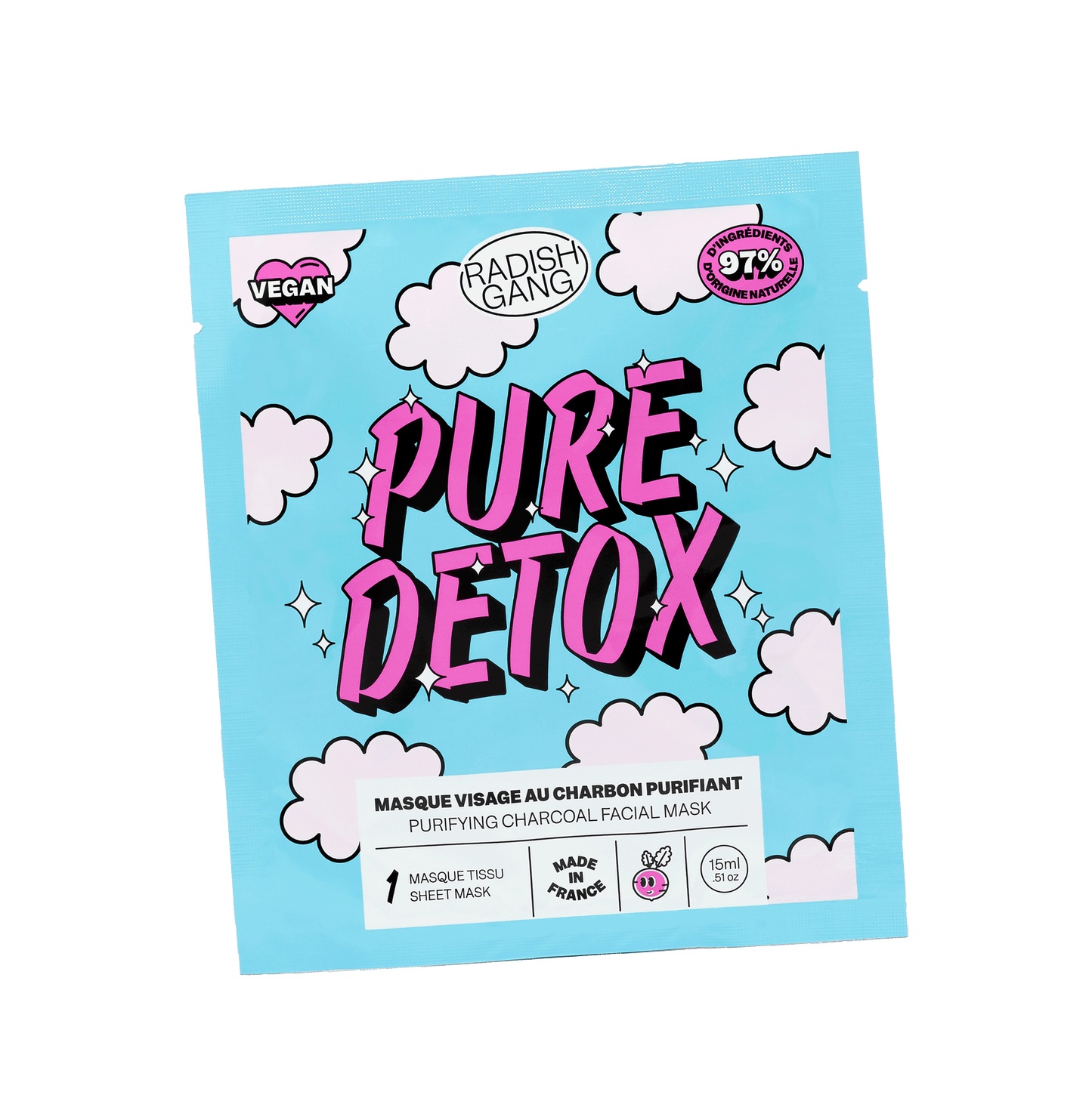 PURE DETOX - Maschera purificante in tessuto di carbone