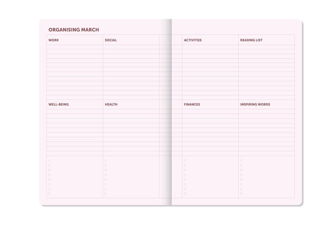 A-Journal Diario a spirale - Organizzatore 2027 - Rosa bordeaux