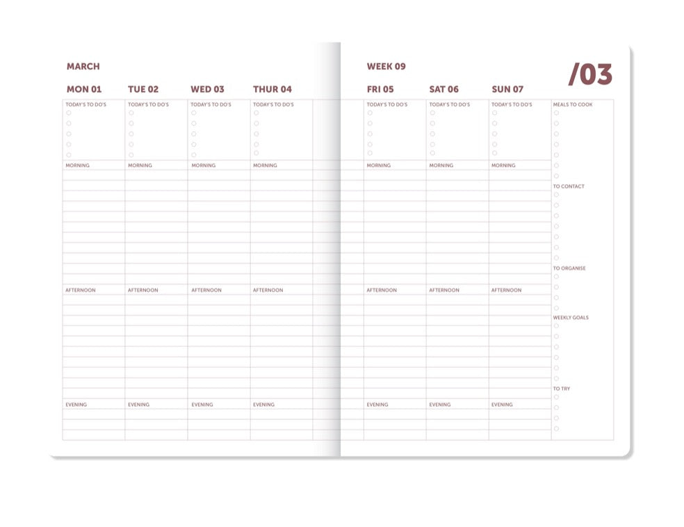 A-Journal Diario a spirale - Organizzatore 2027 - Rosa bordeaux
